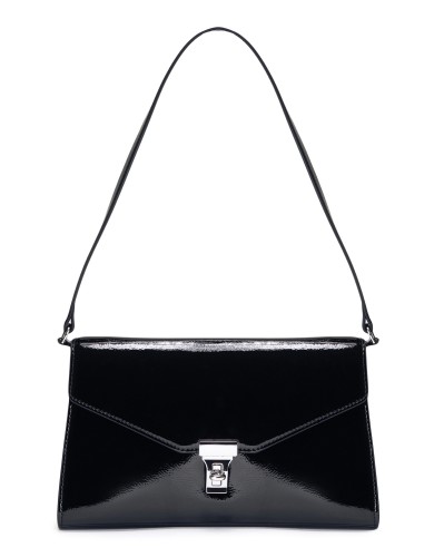 Черная лаковая маленькая женская сумка