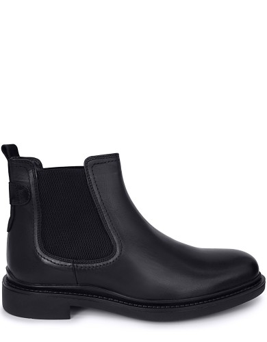 Черные кожаные зимние ботинки