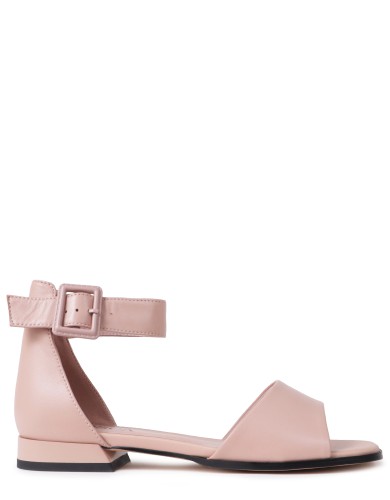 Пудровые кожаные летние босоножки