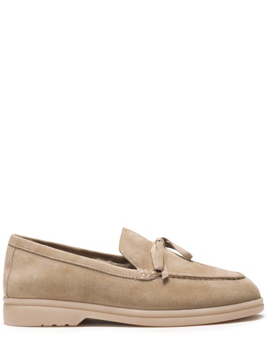 Бежеві  хутром лофери жіночі з