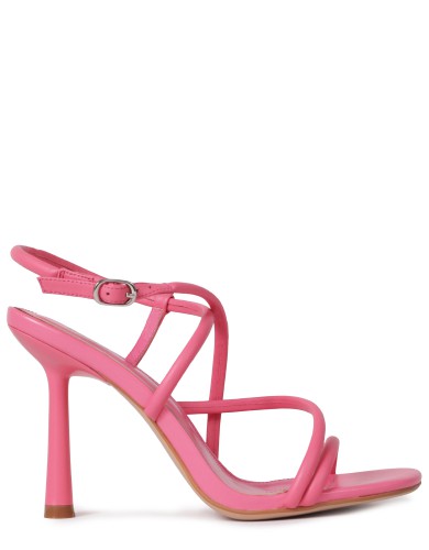 Розоовые кожаные летние босоножки