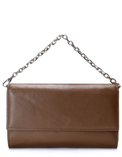 Коричнева шкіряна маленька жіноча сумка