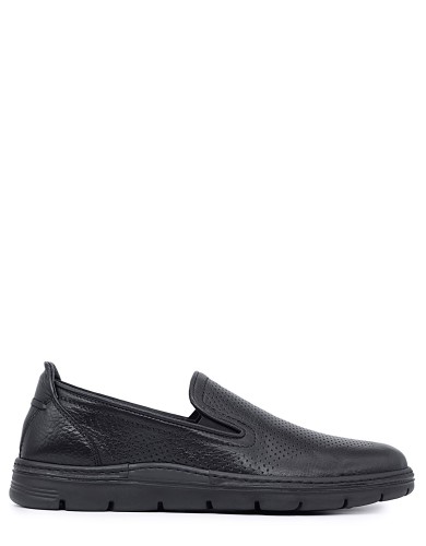 Черные кожаные демисезонные слипоны