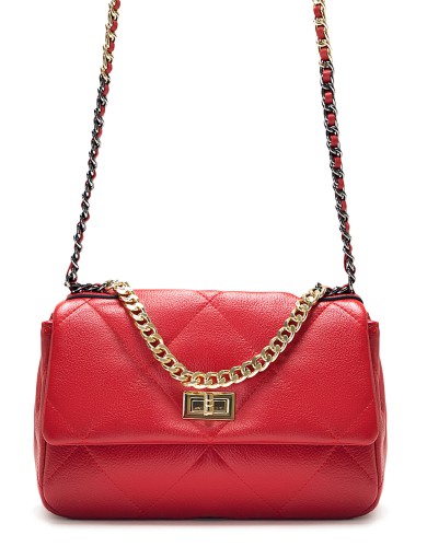 Красная кожаная средняя женская сумка