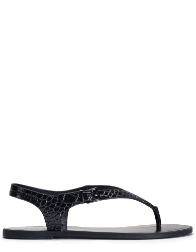 Черные кожаные летние сандалии