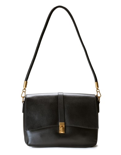 Черная кожаная маленькая женская сумка