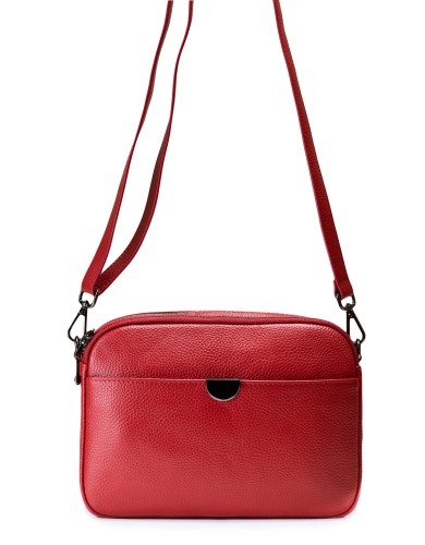 Красная кожаная средняя женская сумка