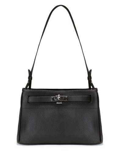 Черная кожаная средняя женская сумка