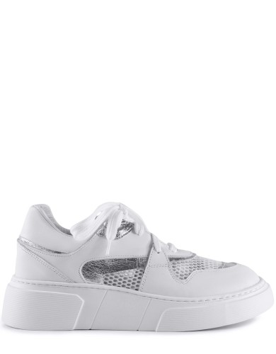 Белые кожаные летние кеды