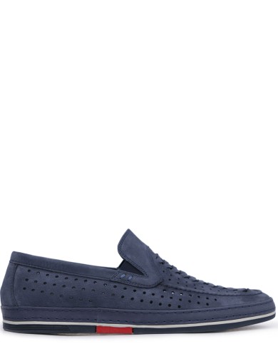 Сині нубукові літні мокасини