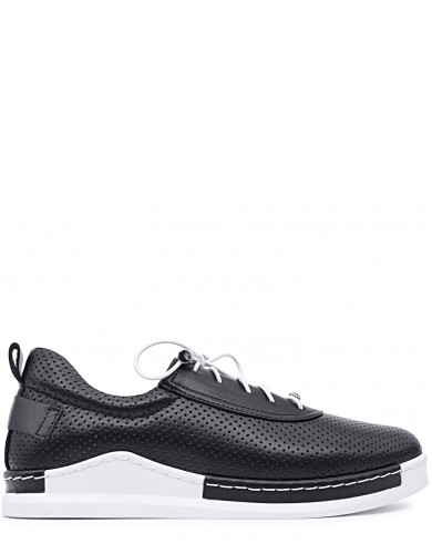 Чорні  шкіряні літні  кеди