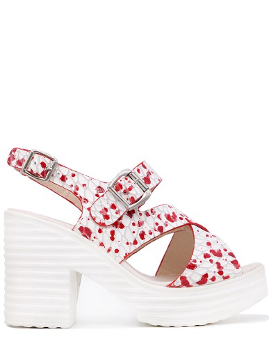 Разноцветные кожаные летние босоножки 