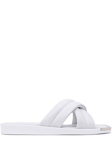 Белые кожаные летние шлепанцы