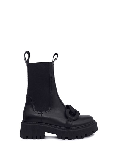 Чорні  шкіряні  зимові черевики 