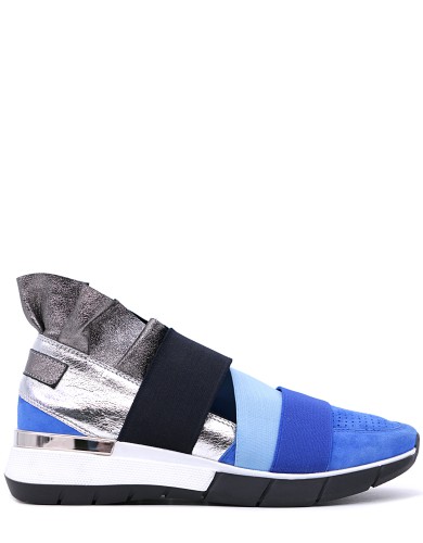 Разноцветные кожаные летние кроссовки 