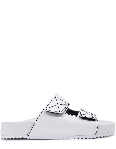 Белые кожаные летние шлепанцы