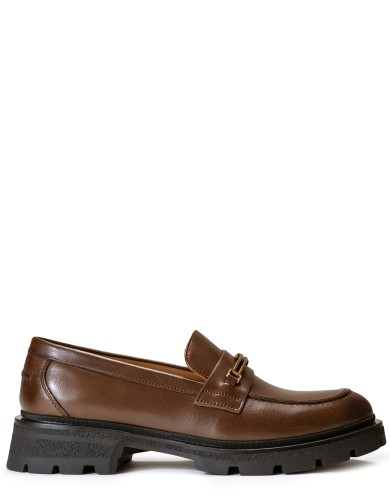 Коричневі  шкіряні демісезонні  лофери