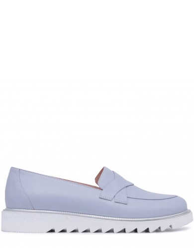 Блакитні  шкіряні демісезонні лофери