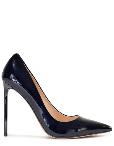 Черные лаковые демисезонные туфли на каблуке 