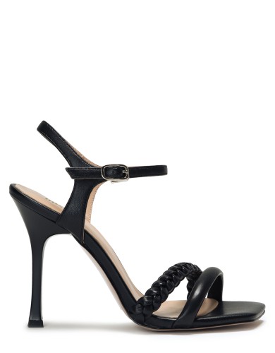 Черные кожаные летние босоножки