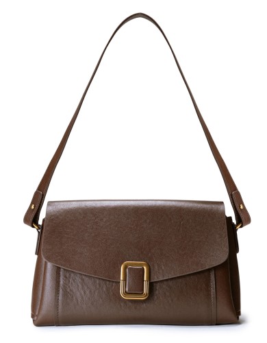 Коричневая кожаная средняя женская сумка