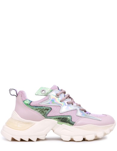 Розовые кожаные демисезонные кроссовки