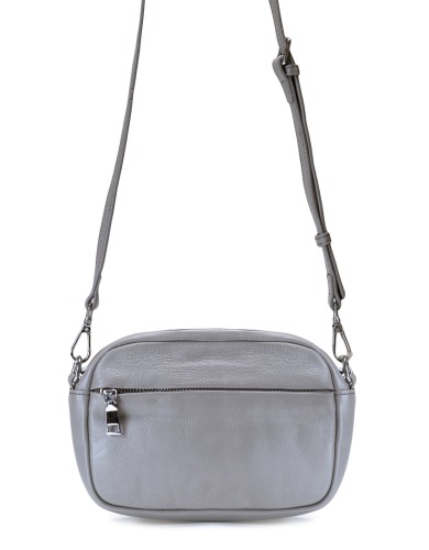 Серая кожаная маленькая женская сумка