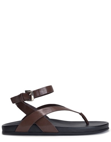 Коричневые кожаные летние сандалии