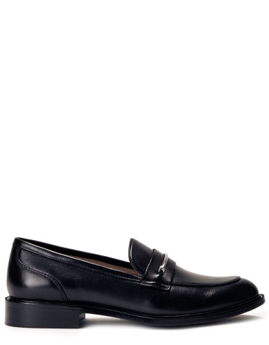 Черные кожаные демисезонные  лоферы