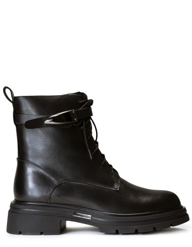 Чорні  шкіряні зимові черевики 