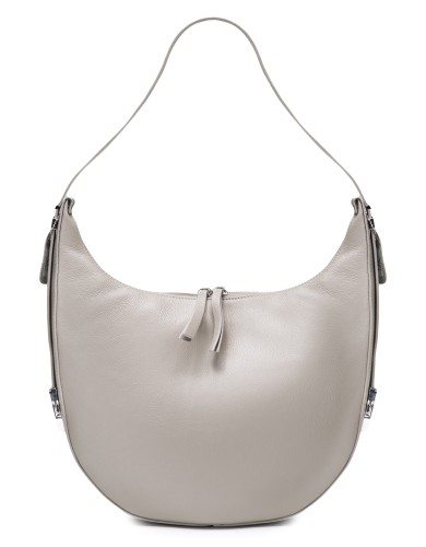 Серая кожаная большая женская сумка