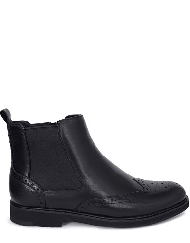 Черные кожаные зимние ботинки