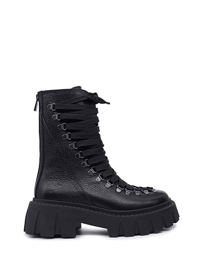 Черные кожаные демисезонные ботинки