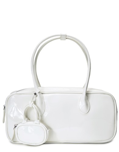 Белая лаковая средняя женская сумка