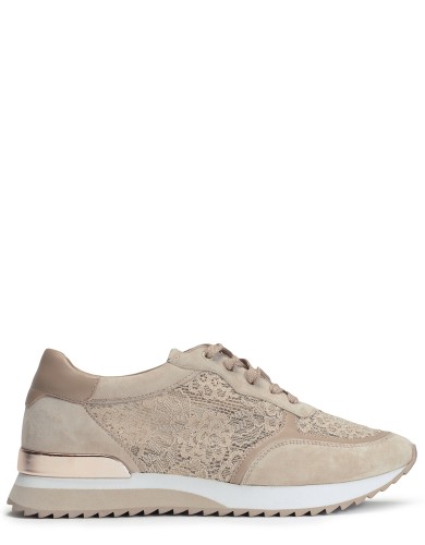 Бежевые кожаные летние кроссовки