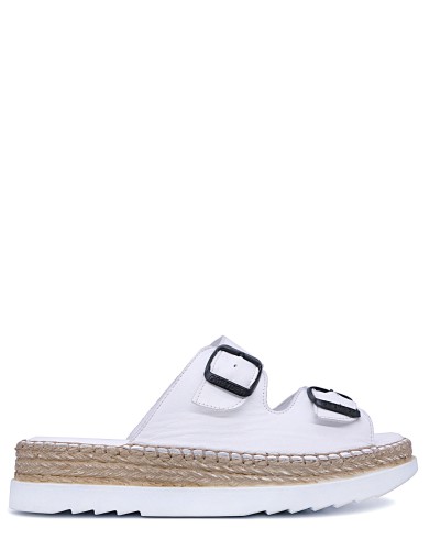 Білі шкіряні літні  шлопанці