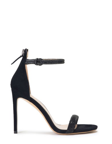 Черные замшевые летние босоножки