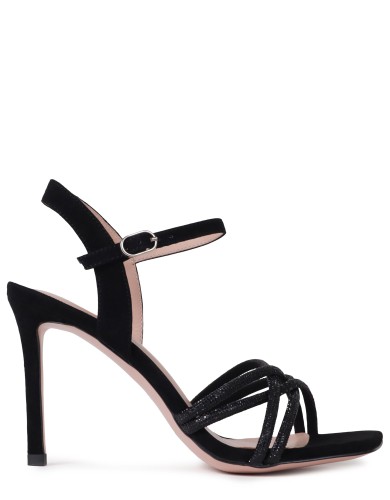 Черные замшевые летние босоножки