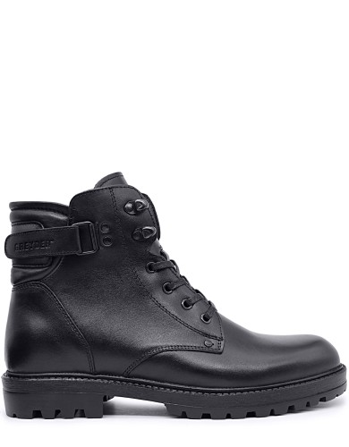 Черные кожаные зимние ботинки