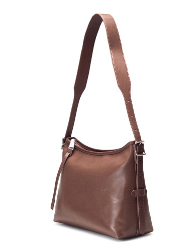 Коричневая кожаная средняя женская сумка