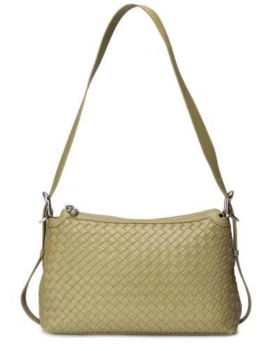 Зеленая кожаная средняя женская сумка