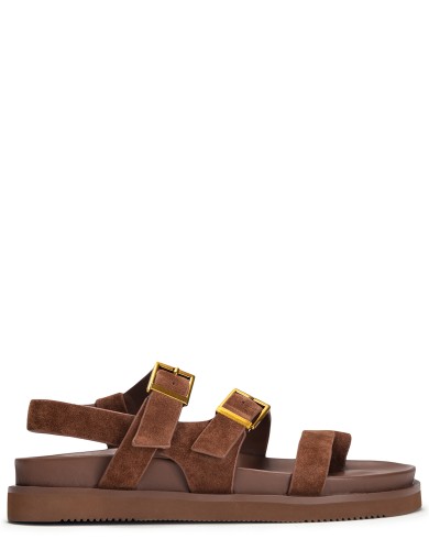 Коричневые замшевые летние сандалии