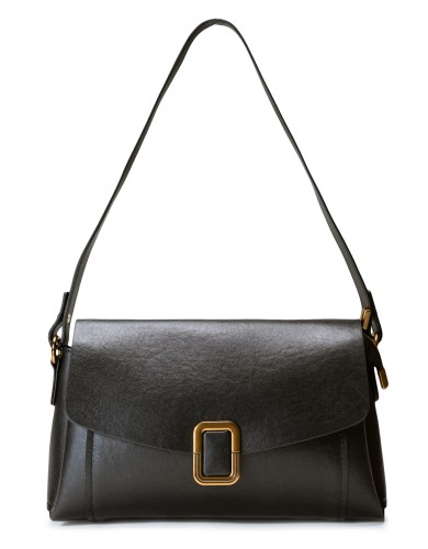 Чорна шкіряна середня жіноча сумка