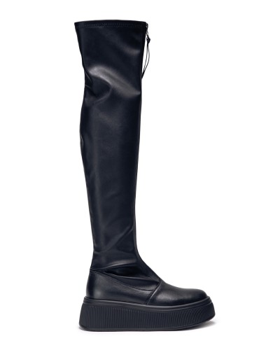 Чорні шкіряні демісезонні ботфорти