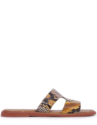 Разноцветные кожаные летние шлепанцы