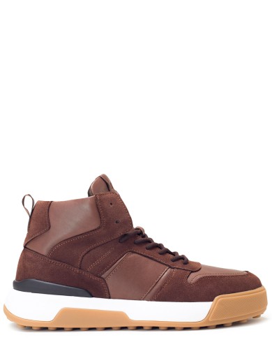 Коричневые кожаные зимние ботинки