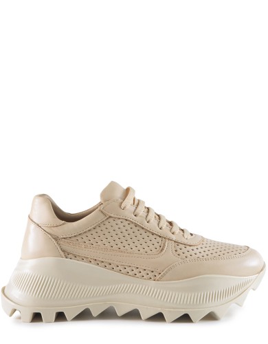 Бежевi шкіряні літні  кросівки 