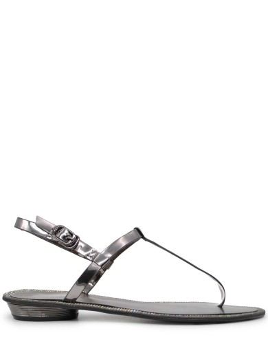 Серебряные лаковые сандалии