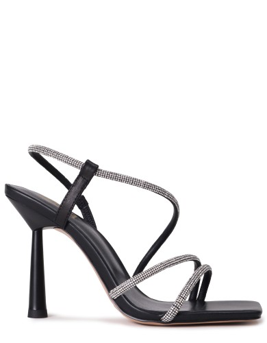 Черные кожаные летние босоножки