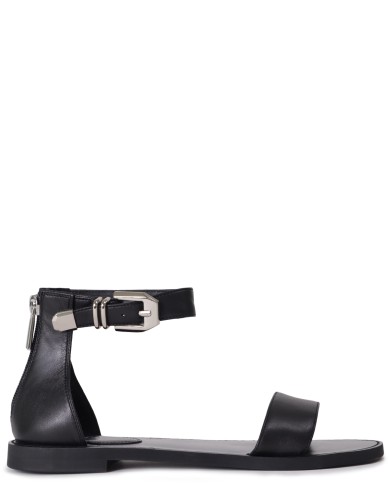 Черные кожаные летние босоножки